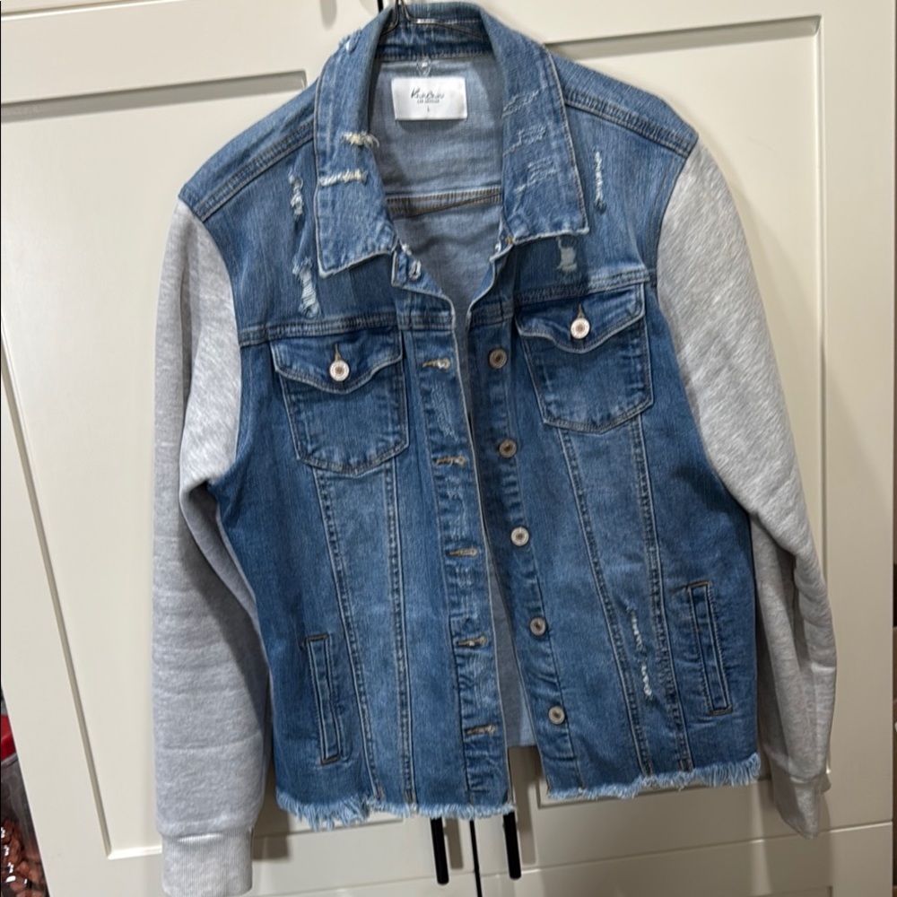 KanCan Blue and Gray Hybrid Jean Jacket